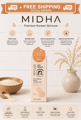 MIDHA Rice Pore Refining Serum With AHA, BHA & PHA - Shrinks & Tightens Pores!