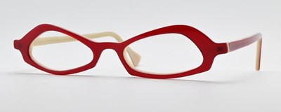 Eye Witness Brille By THEO Belgium JN 9 Zweifarbig Rot Beige Glanz Crazy Design