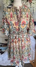 Qed LONDON boho Hippy Gypsy Dress Size M BNWT Beads Midi Length Short Sleeve C97