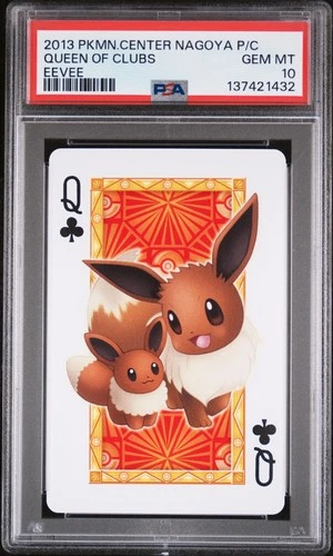 2013 POKEMON CENTER NAGOYA PLAYING CARDS EEVEE QUEEN OF CLUBS PSA 10