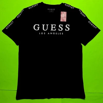 GUESS Los Angeles Men’s Short Sleeve T-Shirt Size SMALL Black w/White NEW - Image 1 of 4
