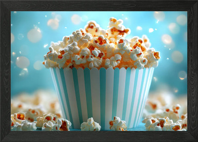 Popcorn im gestreiften Behälter gerahmtes Wandbild Poster Leinwanddruck Bild