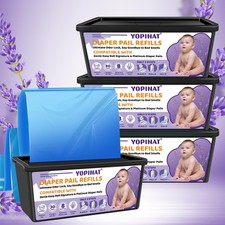 Diaper Easy Roll Bags Refill 4 Pack with Genie Easy Roll Signature  Platinum...