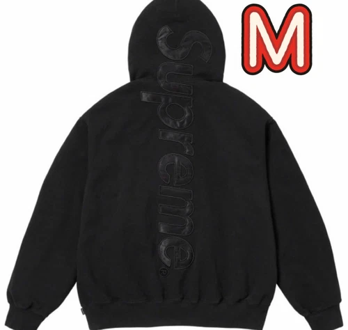 Sweat à capuche FW24 Supreme satin appliqué coton noir taille M sweat à capuche