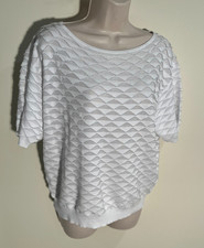 NWT Chico's Women's Metallic Scale Pullover Short-Sleeve Sweater Siz 1 M