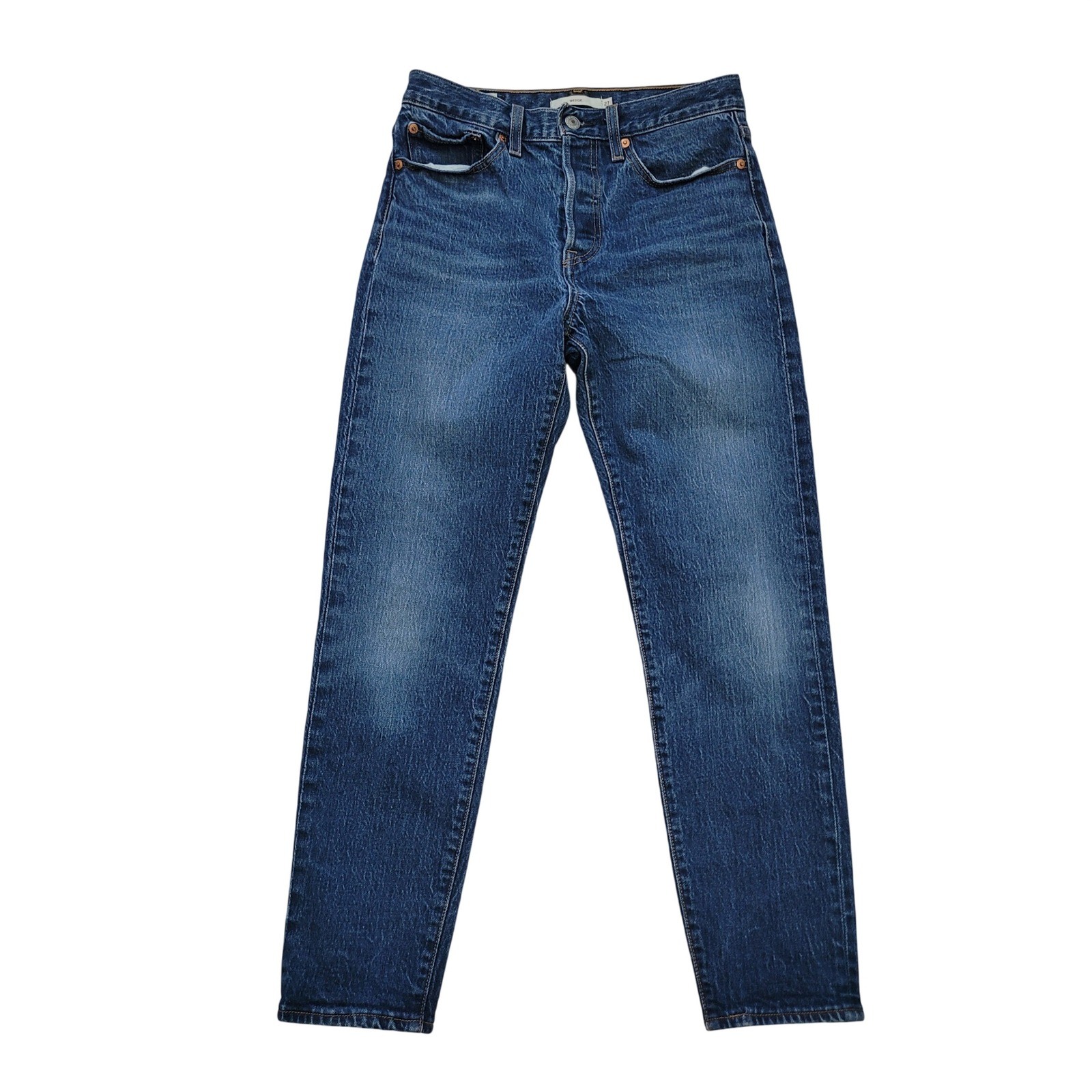 Levis Women's Size 27 Wedgie Straight Jeans Medium Wash igh Rise Button Fly