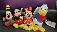 DISNEY 9" BEAN BAG PLUSH LOT- GOOFY, DONALD DUCK, MINNIE, MICKEY NWT