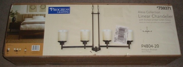 Progress Lighting Alexa 34 In 4 Light Antique Bronze Glass Shade Chandelier For Sale Online Ebay