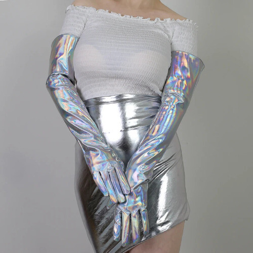 Female long PU gloves for spring autumn and winter performance parties - Picture 5 of 29