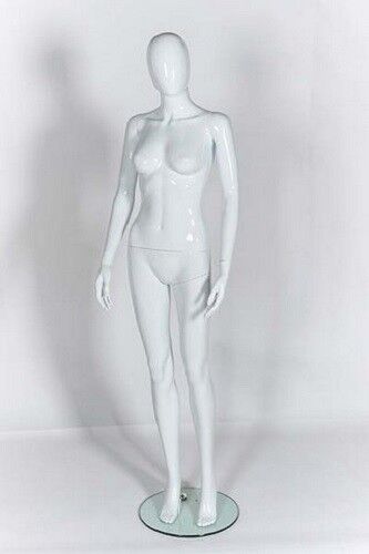 Female Display Mannequin faceless Egg Head White gloss finish Upright Pose - Picture 1 of 1