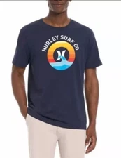 NEW Hurley Mens Graphic Print Logo Short Sleeve T-Shirt - Blue - Size XL
