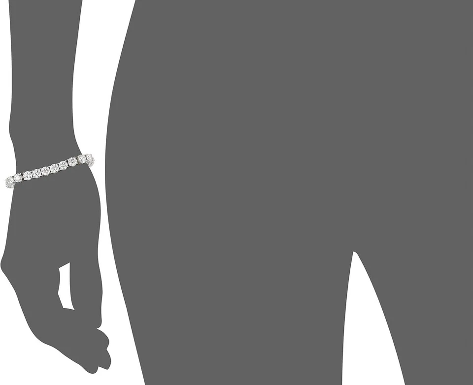 Pulseira de tênis folheada a platina prata esterlina Swarovski zircônia 8 polegadas 6mm - Imagem 2 de 4