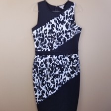 Belle Sky Color Block Animal Print Bodycon Dress Womens Large