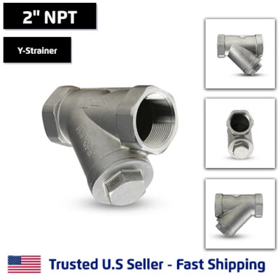 ATLANTIC VALVES 2" Stainless Steel Y-Strainer, 80 Mesh, NPT Threaded, 800PSI
