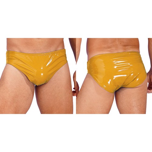 Bikini uomo lucido metallizzato pelle verniciata slip rigonfiamento marsupio mutandine intimo - Foto 18 di 100
