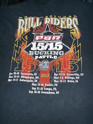 Vintage Pbr 2012 15/15 Bucking Battle T Shirt Men s M Bull Riders Rodeo Western