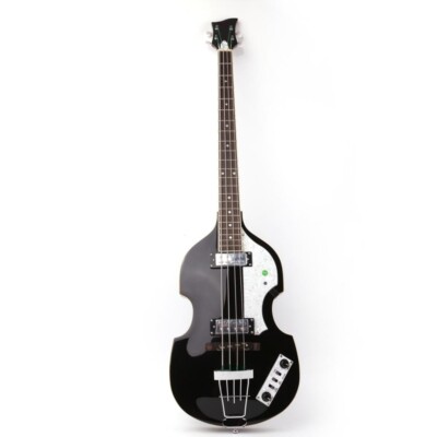 Four 4 String Black Electric Bass Guitar Rosewood Fingerboard Hollow Body