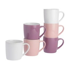 6x Coloured Tea Coffee Mug Contemporary Ceramic Stoneware Drinks Mugs - 350ml