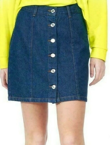 Gonna in di jeans da per donna mini denim a vita alta corta tubino e bottoni  blu | eBay
