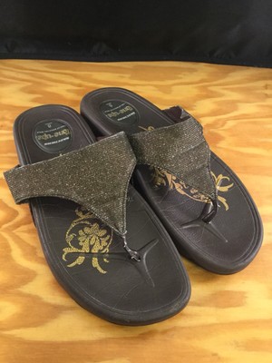Skechers Tone Ups Womens Flip Flops Brown Glitter Sparkly SN 38737 Size 8 | eBay