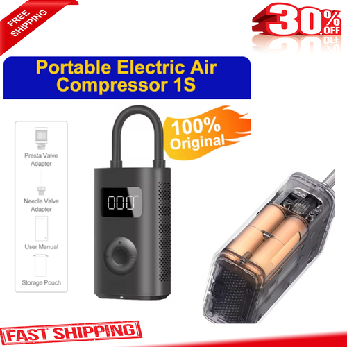 XIAOMI Mijia 1S 2000mAh 5V 150PSI Car Tire Inflator Bike Air Pump Compressor,LED-image