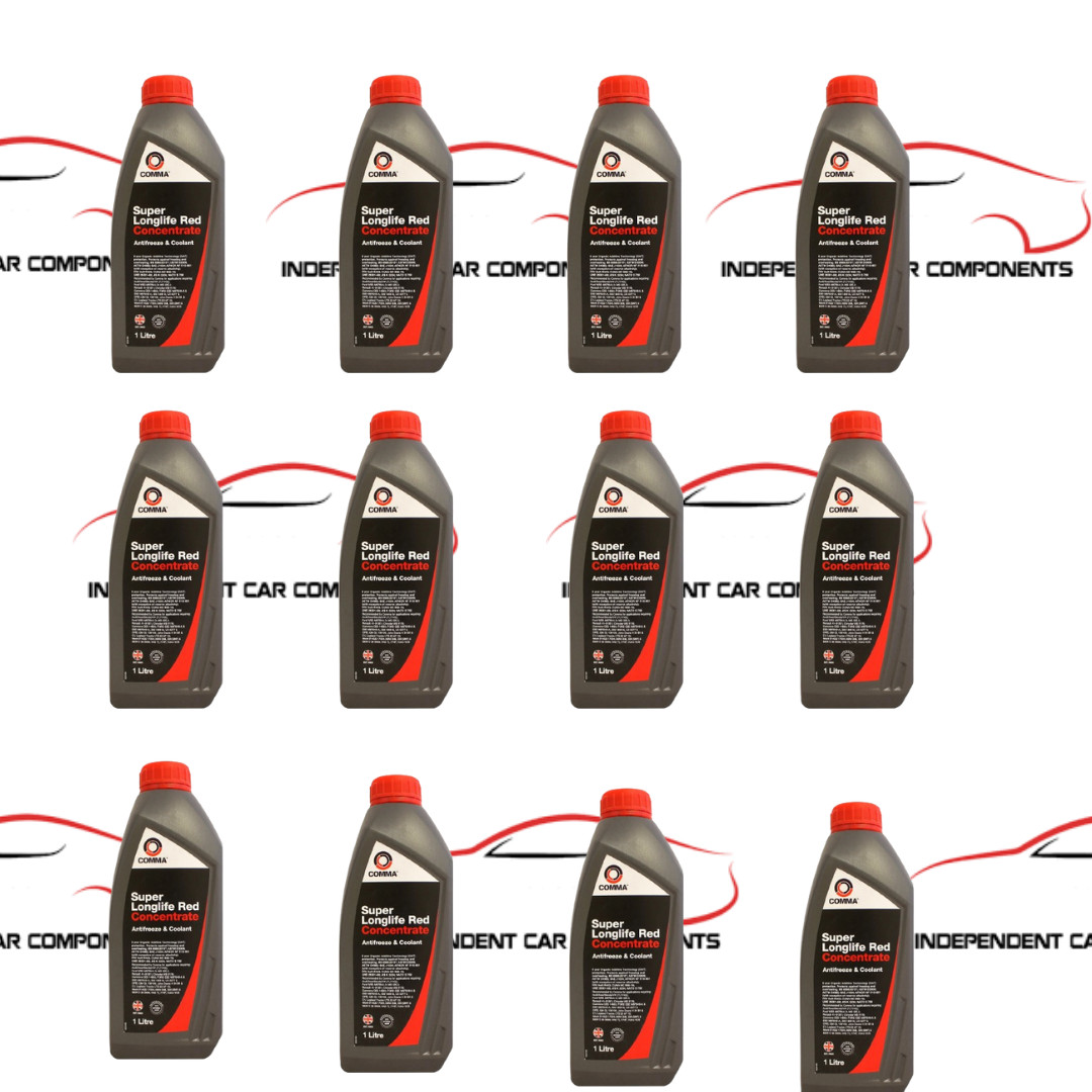 12x Comma Super Longlife Red Car Antifreeze & Coolant - Concentrate - 1 Litre 1L