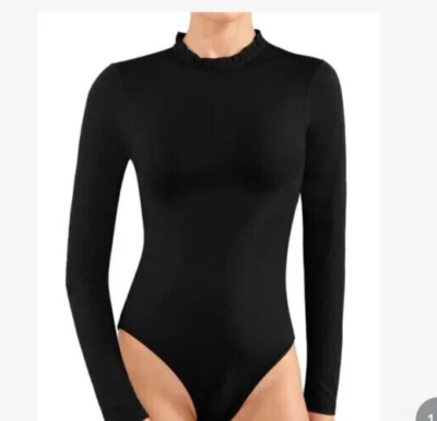 NWT MANGOPOP Long Sleeve Body Suits Ruffle Crew Neck Bodysuit LARGE