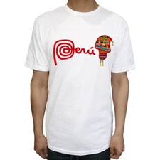 New Peru Chullo Llama Peruvian Patriotic Embroidery Men's Short Sleeve T-Shirt M