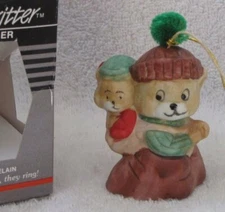 Jasco Caring Critters Chimer Christmas Porcelain Ornament - Papa and Baby Bear