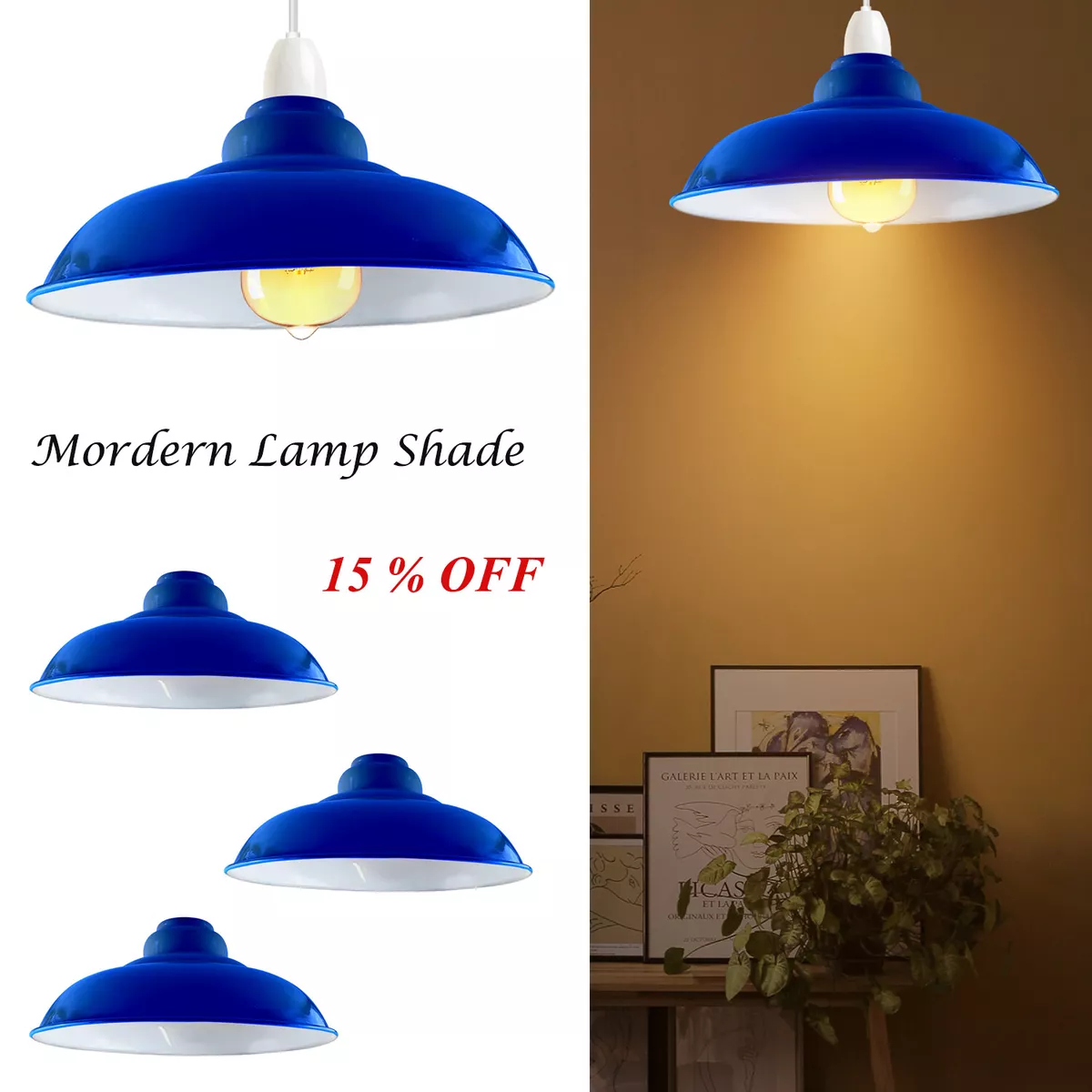 Lampshade Ceiling Pendant Light Shades Navy Blue Metal Curvy
