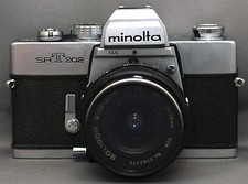 MINOLTA srT202 35mm VINTAGE SLR Film Camera SOLIGOR MD f/2.5 28mm Lens JAPAN