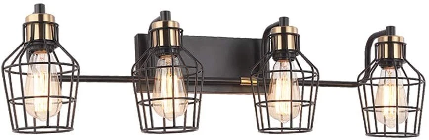 MRAY 4 Light Industrial Bathroom Vanity Light Matte Black and