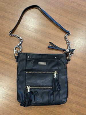 Miche Black Base Handbag Faux Leather 8  Zipper Chain Strap