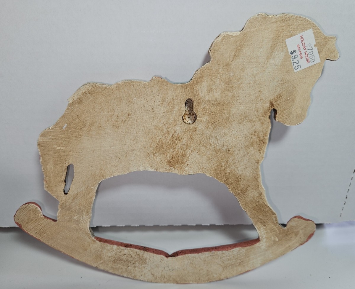 Hand Painted Vintage Rocking Horse Wall Hanging Plaque Home Decor