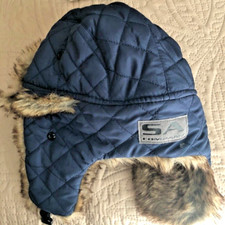 SA fishing trapper hat new with tags blue with faux fur lining