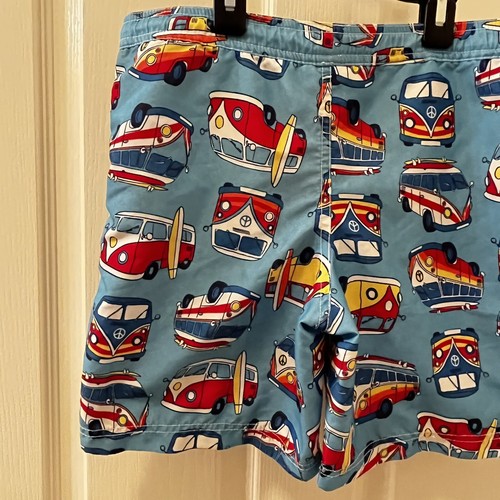 Hanna Andersson Blue Surf Bus Van Campervan Swim Trunks Shorts Boys SZ 130 US 8 - Picture 9 of 12