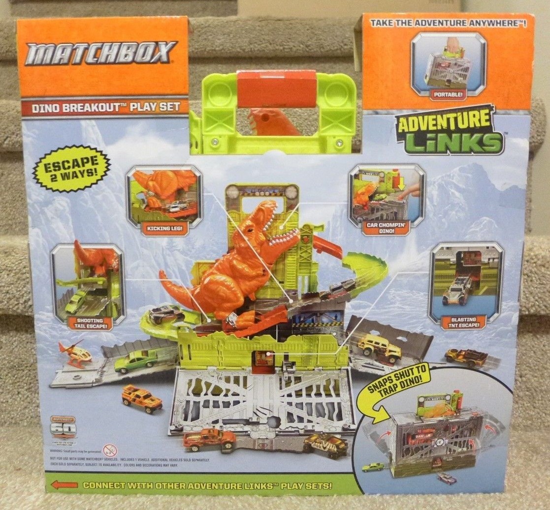NIB Matchbox Adventure Links DINO BREAKOUT Dinosaur Car Playset eBay
