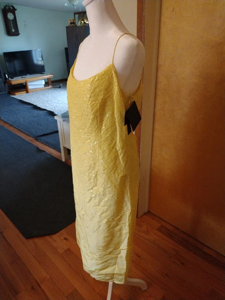 Hermosa lentejuelas amarillas Hong Kong vintage años 80 Donna Karan NY talla 10 N con etiquetas 😍❤️ Foto 2 de 4