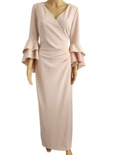 Beautiful Ralph Lauren Full Length Formal Gown Blush Ruffled Sleeves Sz 8