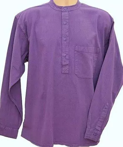 Grandad Shirt Original Collarless Shirt Company Half /button Classic 10 Colours - Picture 4 of 12