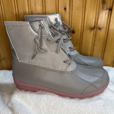 Sperry Duck Boots Women’s /teen Size Top Sider Port Boot Pink Gray  Sparkle