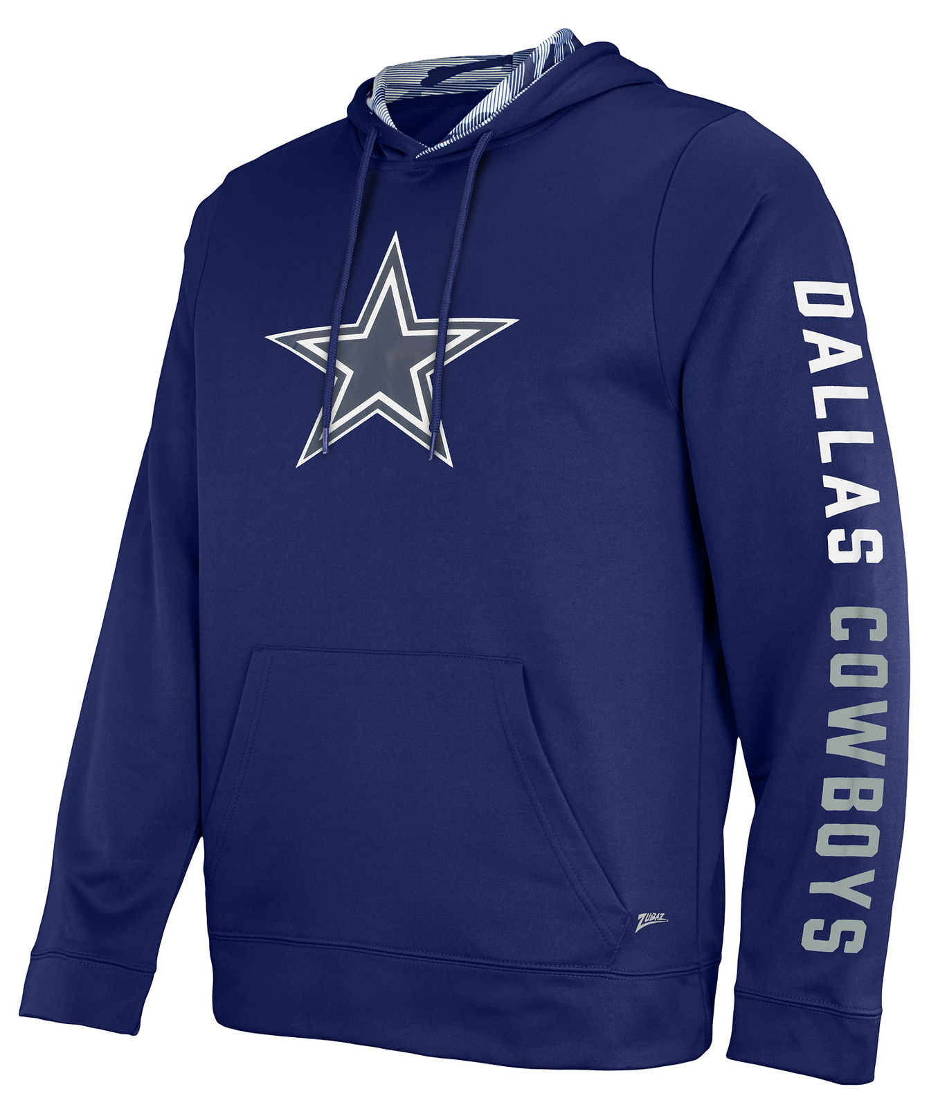 Однотонная командная толстовка Zubaz NFL Mens Dallas Cowboys с капюшоном на камуфляжной подкладке