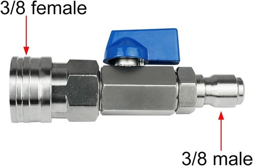 Kit Valvola a Sfera Idropulitrice Alta Pressione 3/8 NPT Connettore Rapido 4500 PSI per Alimentazione - Foto 3 di 5