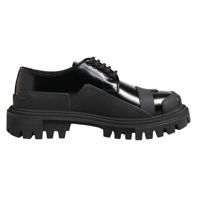 DOLCE & GABBANA Shoes Black Patent Leather Trekking Derby Men EU39