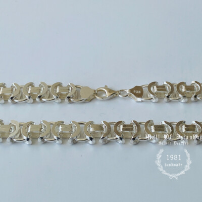 Mens Flat Byzantine Necklace Euro King Chain 925 Sterling Mens Flat Byzantine Necklace Euro King Chain 925 Sterling