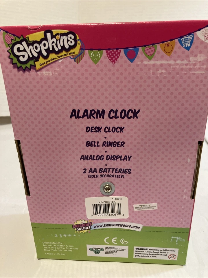 Shopkins  Girls Pink Alarm Clock With Ringer.  Ages 6+ NIB - Image 3 of 3