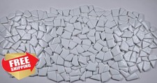 KiWeeze Irregular Glass Mosaic Tiles 500g Glossy White for DIY Crafts