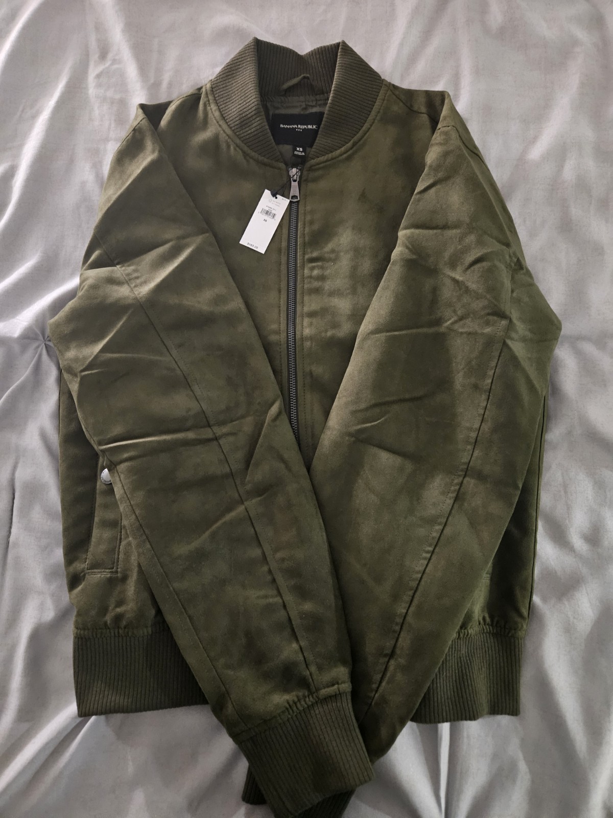 Banana Republic Factory Men's Dark Olive Vegan Suede Bomber Jacket XS - second product detail image