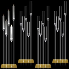 Tessco 4 Set Floor Candelabra 5 Arm 46.5'' Tall Clear Candle Holders, Candela...