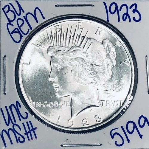 1923 BU UNCIRCULATED SILVER PEACE DOLLAR AUTHENTIC U.S. MINT FREE SHIPPING 5199